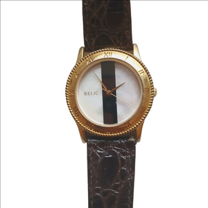 Women's Vintage Relic Wristwatch With Mother of Pearl Face circa 1980s